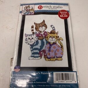 Stitch Studio by Nicole Cats Pajamas Counted Cross Stitch Kit 5x7 3360 ACM New